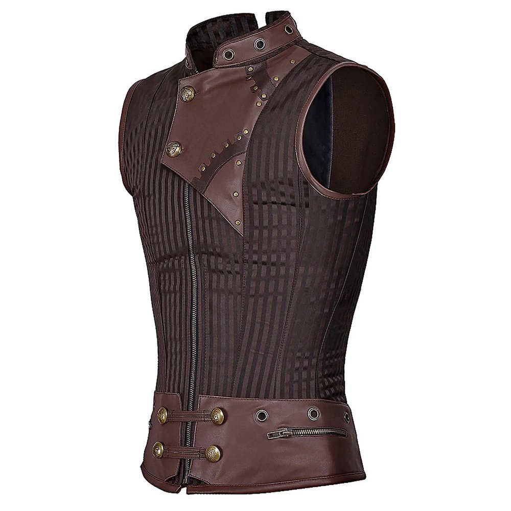 Attitude Corsets - Detlef Steampunk Overchest Corsets pour hommes - Marron